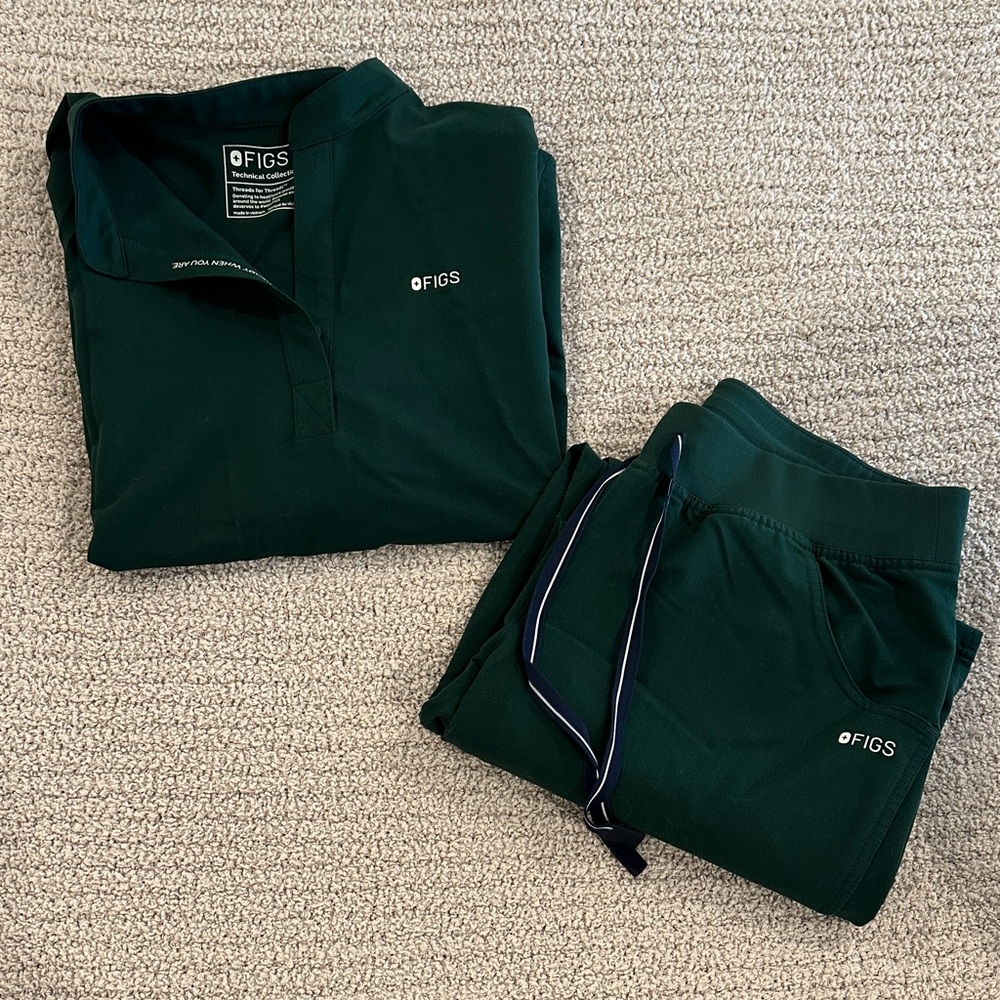 Figs Women’s Green Scrub Set Small Rafaela Top Medium Cargo Bottom